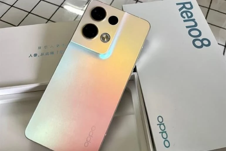 Điện thoại OPPO Reno8 màu vàng cầu vồng chính hãng giá tốt tại Kim Anh Mobile Đà Nẵng