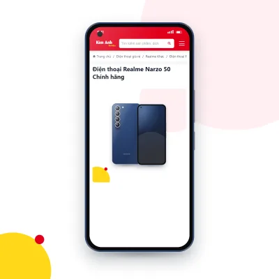 Điện thoại realme Narzo 50 đang mở trang sản phẩm trên epkinhdienthoai.vn (ảnh minh hoạ)