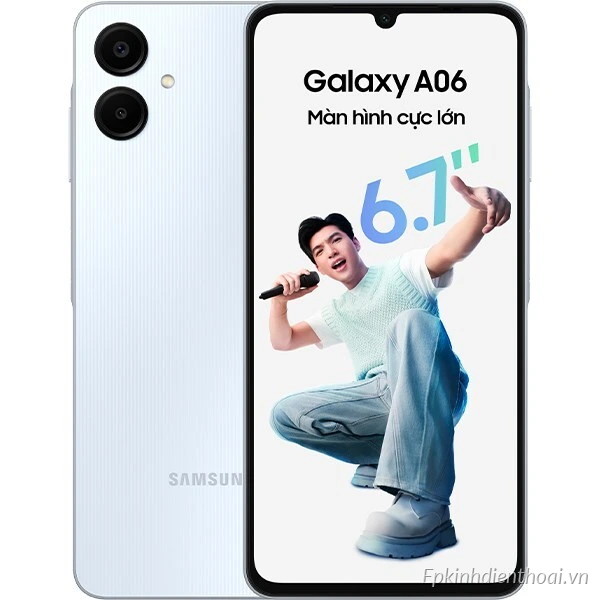 Điện thoại Samsung Galaxy A06 màu xanh nhạt chính hãng tại Kim Anh Mobile Đà Nẵng
