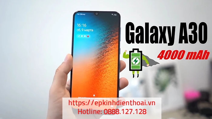 Điện thoại Samsung Galaxy A30 với dung lượng pin 4000mAh, mua ngay tại Kim Anh Mobile Đà Nẵng.