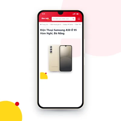 Điện thoại Samsung Galaxy A50 đang mở trang sản phẩm trên epkinhdienthoai.vn (ảnh minh hoạ)