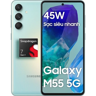 Điện thoại Samsung Galaxy M55 5G màu xanh chính hãng giá tốt tại Kim Anh Mobile Đà Nẵng