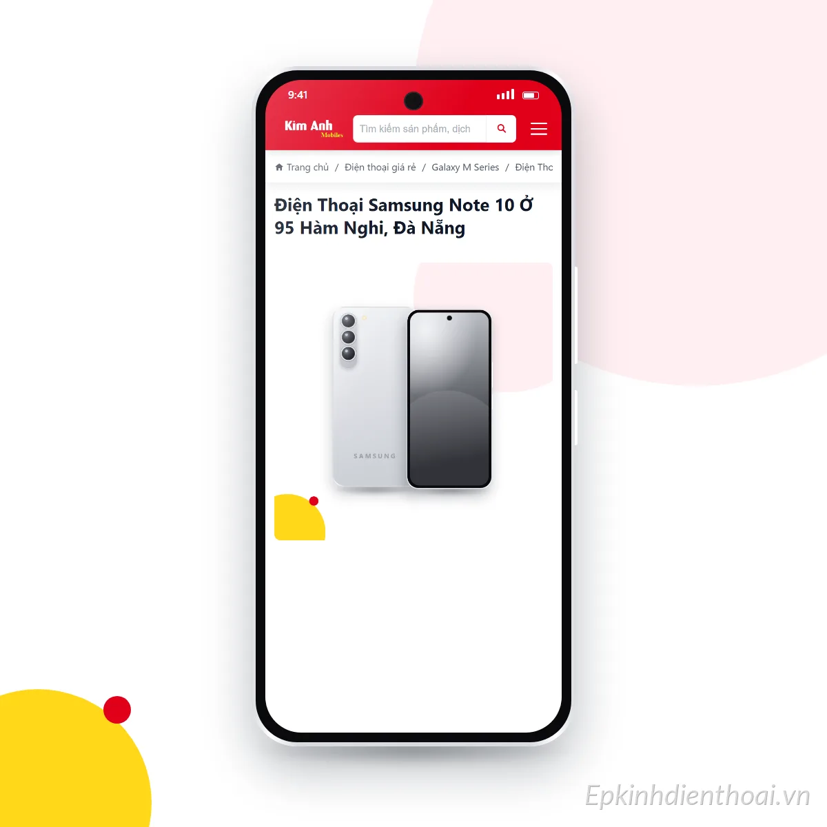 Điện thoại Samsung Galaxy Note 10 đang mở trang sản phẩm trên epkinhdienthoai.vn (ảnh minh hoạ)