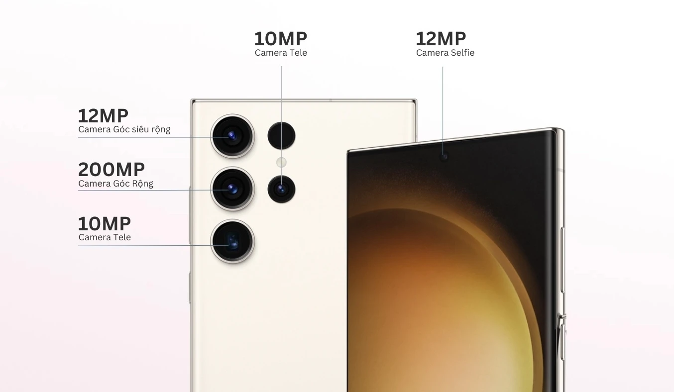 Samsung Galaxy S23 Ultra màu kem, chi tiết thông số camera, chính hãng tại Kim Anh Mobile Đà Nẵng.