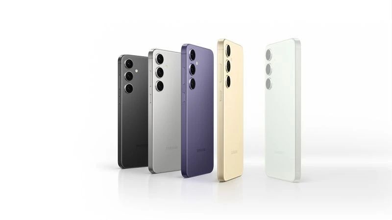 Nhiều điện thoại Samsung Galaxy S24 với các màu sắc khác nhau, giá rẻ tại Kim Anh Mobile Đà Nẵng.