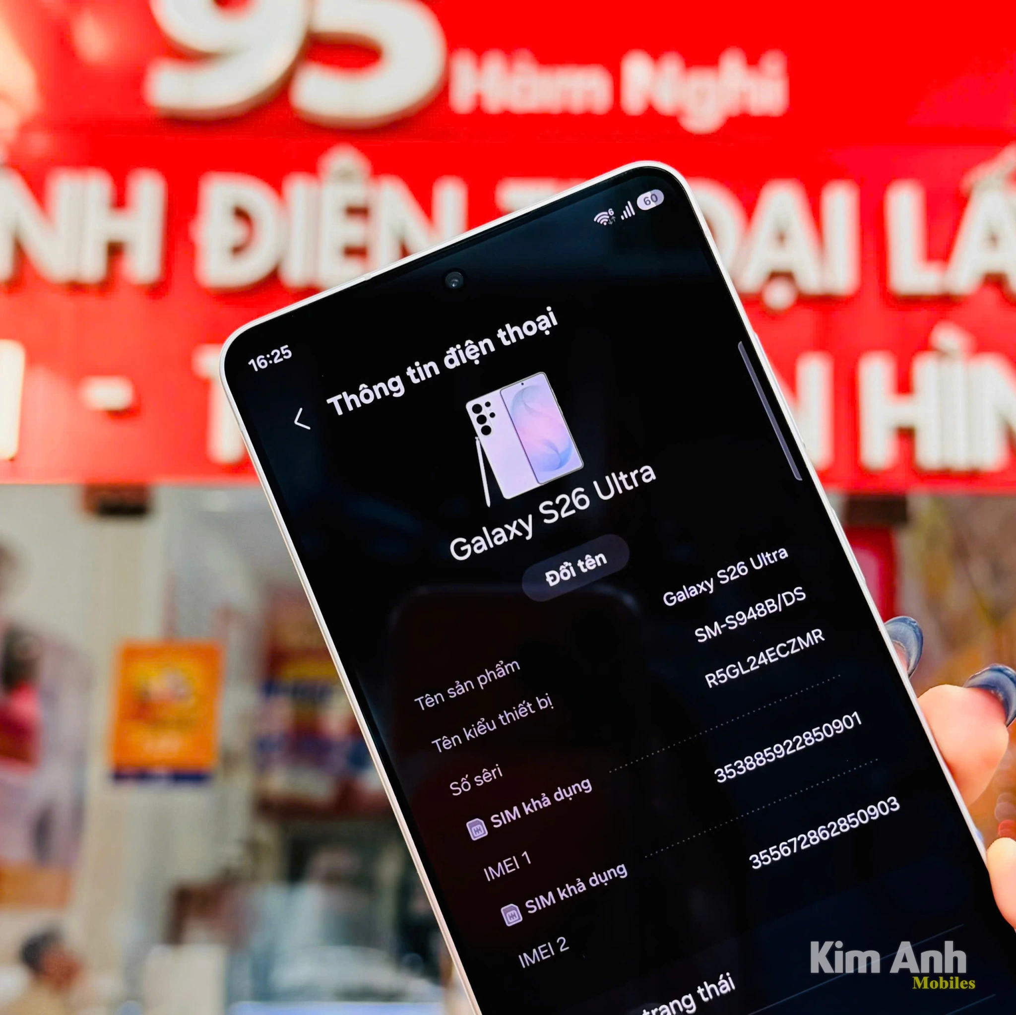 Điện thoại Samsung Galaxy S26 Ultra màu trắng chính hãng tại Kim Anh Mobile Đà Nẵng