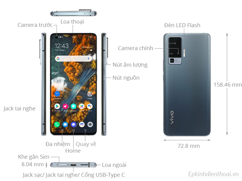 Điện thoại Vivo X50 Pro màu xám chính hãng tại Kim Anh Mobile Đà Nẵng