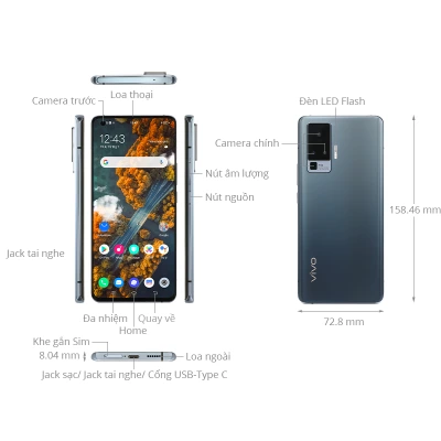 Điện thoại Vivo X50 Pro màu xám chính hãng tại Kim Anh Mobile Đà Nẵng