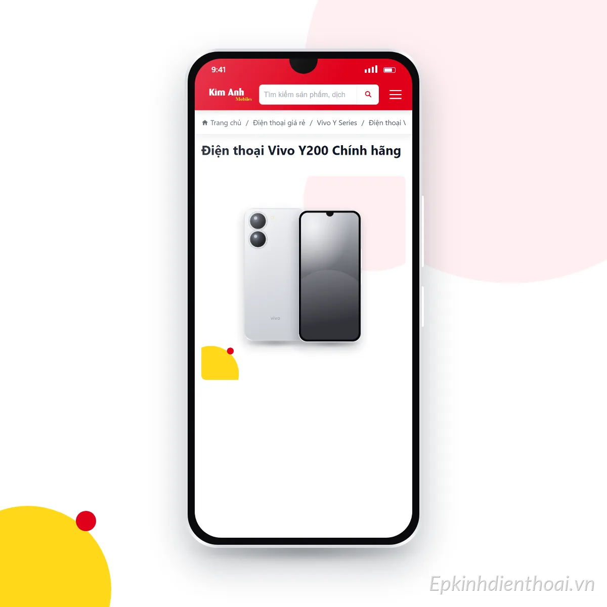 Điện thoại vivo Y200 đang mở trang sản phẩm trên epkinhdienthoai.vn (ảnh minh hoạ)