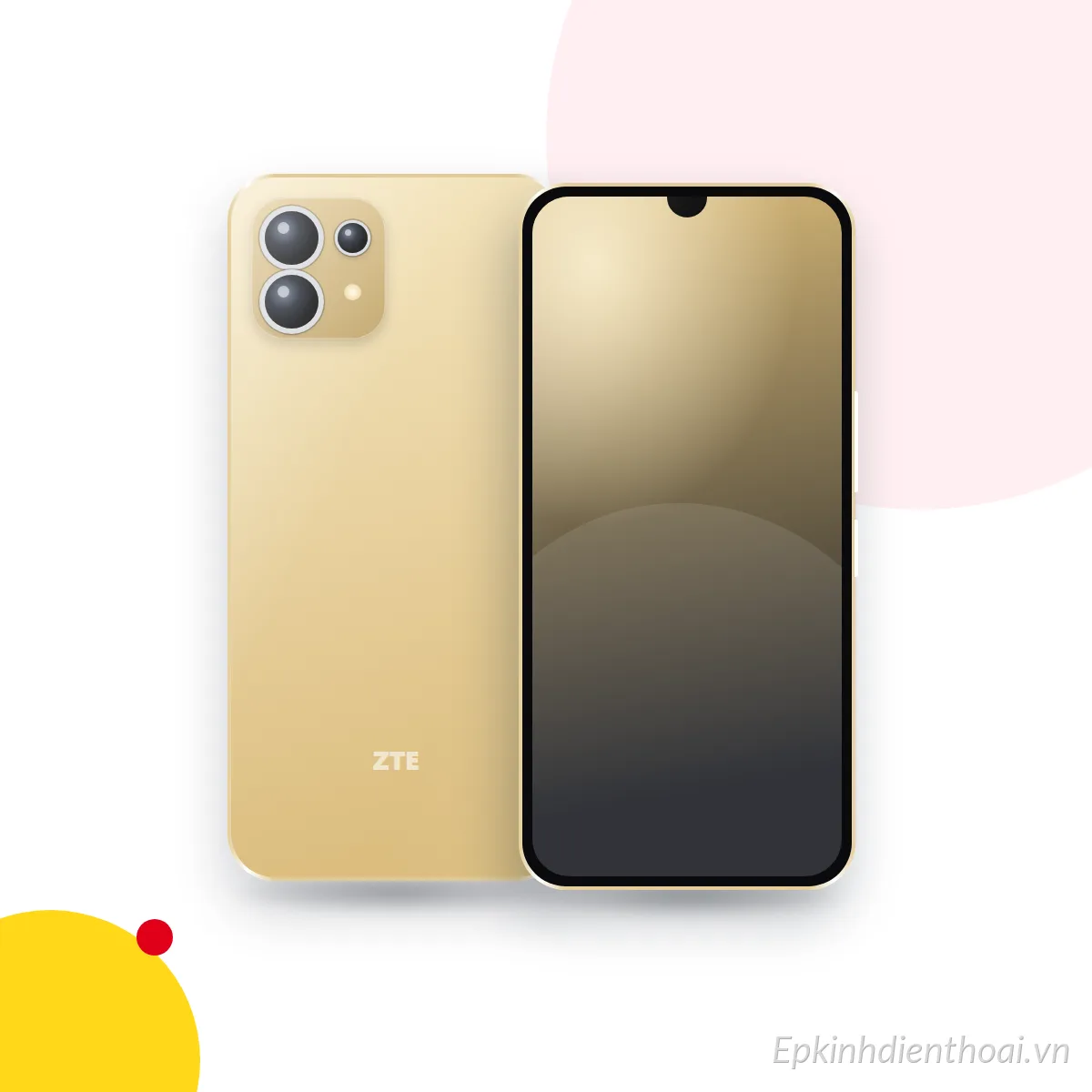 Mặt trước và mặt sau điện thoại ZTE Blade A55 (ảnh minh hoạ)
