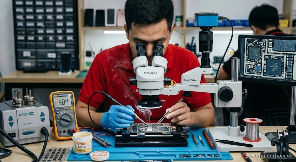 Kỹ thuật viên sửa điện thoại lấy ngay tại Kim Anh Mobile Đà Nẵng