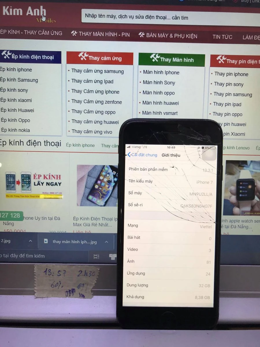 Thay màn hình iPhone 7 bị vỡ lấy ngay tại Kim Anh Mobile Đà Nẵng uy tín
