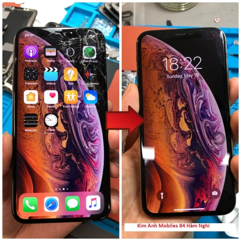 Thay màn hình iPhone XS bị vỡ lấy ngay tại Kim Anh Mobile Đà Nẵng uy tín.