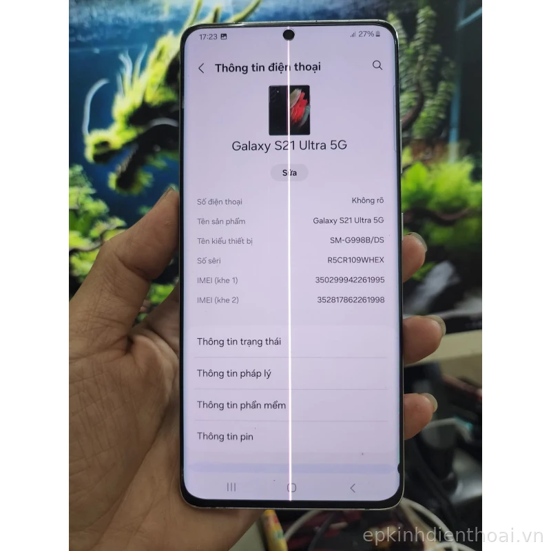 Điện thoại Samsung Galaxy S21 Ultra bị sọc màn hình cần sửa chữa tại Kim Anh Mobile Đà Nẵng uy tín.