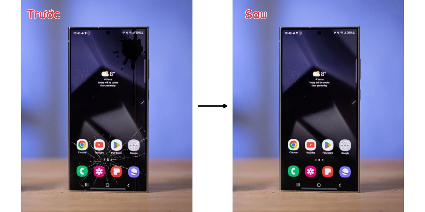 Thay màn hình Samsung Galaxy S24 Ultra bị vỡ lấy ngay tại Kim Anh Mobile Đà Nẵng.