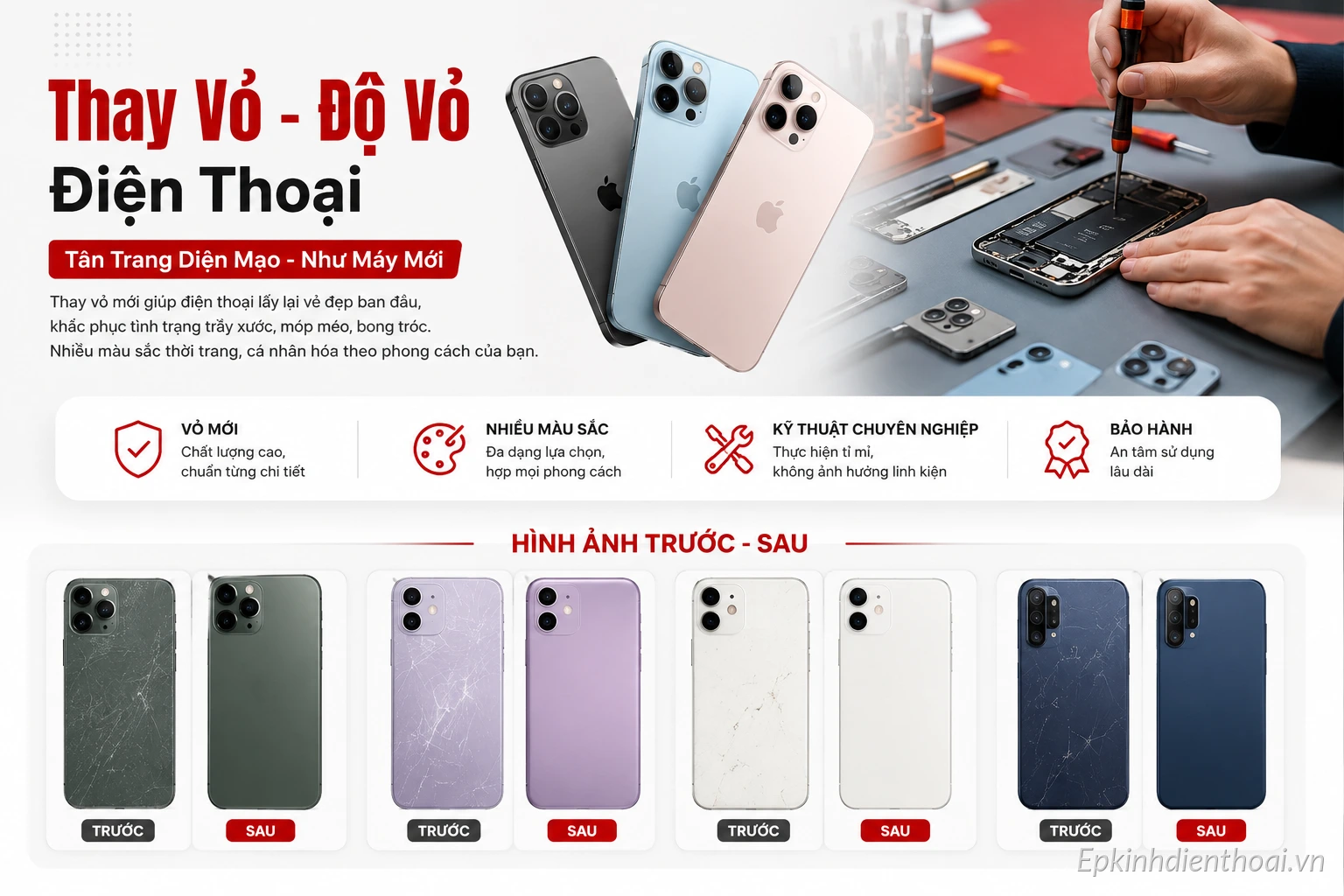 Dịch vụ thay vỏ, độ vỏ điện thoại iPhone chuyên nghiệp tại Kim Anh Mobile Đà Nẵng